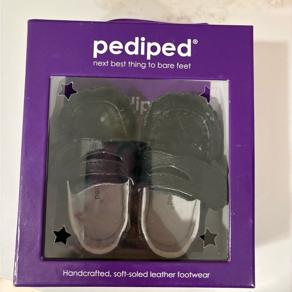 Pediped Black Leather Baby Shoes
